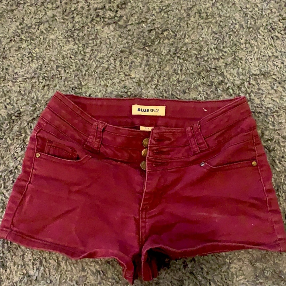 Maroon jean shorts